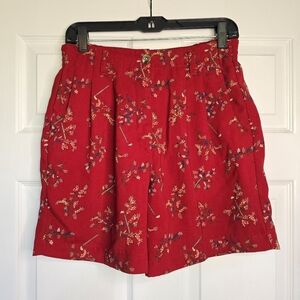 Vintage Line Up For Sports Medium Red Floral Shorts